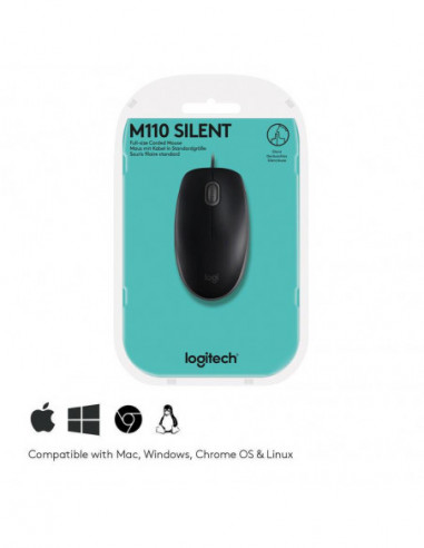 Rato Logitech B110 Silent, Óptico...