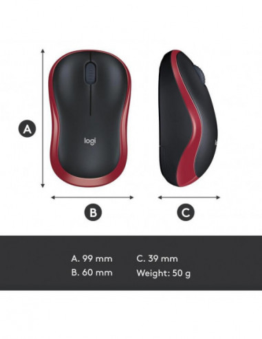 Rato Logitech M185, Vermelho, Sem...