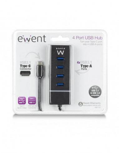 Hub USB Ewent EW1137, 4 Portas USB... Hub USB Ewent EW1137, 4 Portas USB...