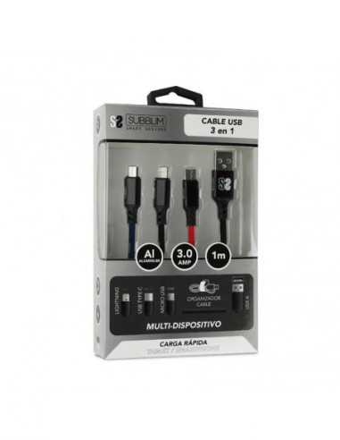 Cabo USB 2.0 Subblim 3 em 1 (Micro...