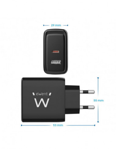 Carregador Ewent 65W com 2 Portas USB...