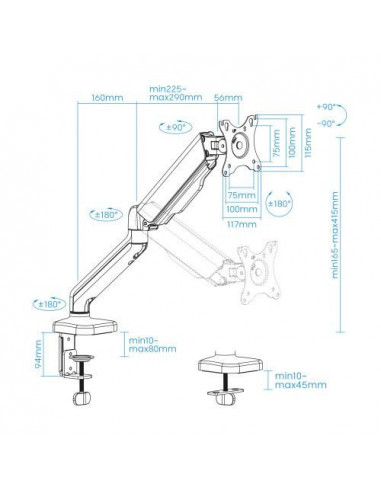 Suporte de Mesa Tooq para Ecrã...
