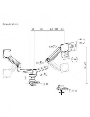 Suporte de Mesa EQUIP 650183 para 2...