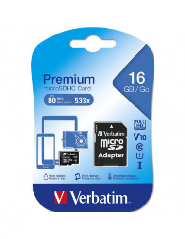 Cartão MicroSD Verbatim Premium 16GB,...