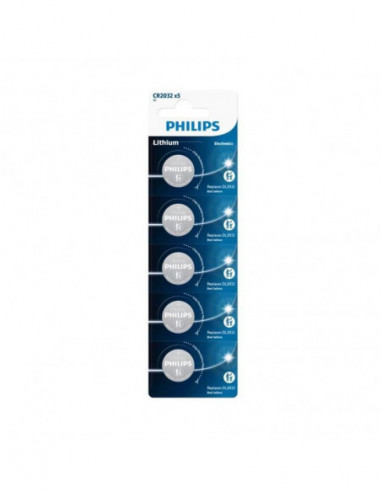 Pilhas de Botão Philips, Lítio CR2032...