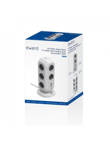 Extensão Ewent EW3861: 11 Tomadas AC,...