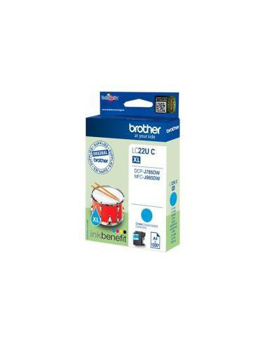 Tinteiro BROTHER LC22UCBP Cian, Alta...