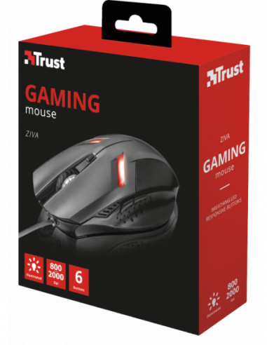 Rato Trust Ziva Gaming USB 2000 DPI,...