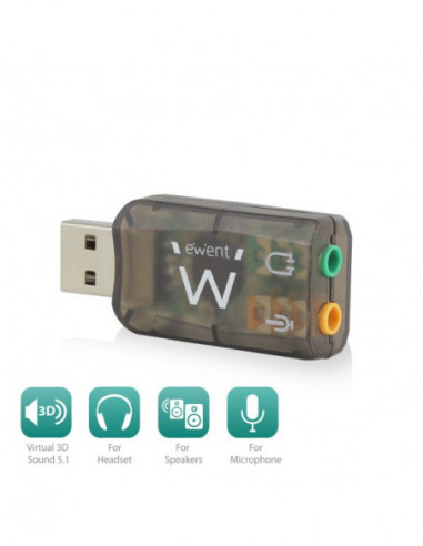 Placa de Som Ewent EW3751 5.1 USB com... Placa de Som Ewent EW3751 5.1 USB com...