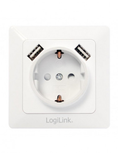 Tomada LogiLink PA0162, 2 USB + CEE...