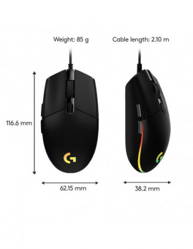 Logitech Raton G203 Lightsync Gaming...