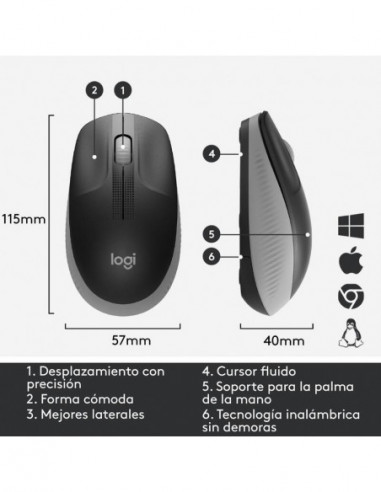 Logitech Ratón Inalámbrico M190 Gris...
