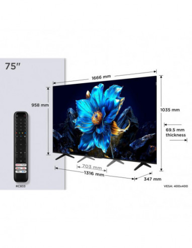 Tcl Qled Tv 75" 4k Uhd Hdr10+ Dts...