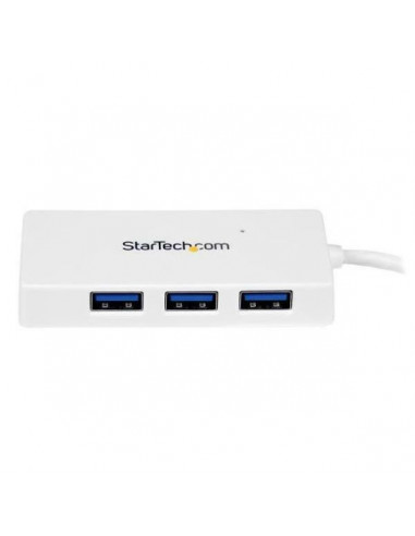 Portable 4 Port Mini USB 3.0 Hub - White Portable 4 Port Mini USB 3.0 Hub - White