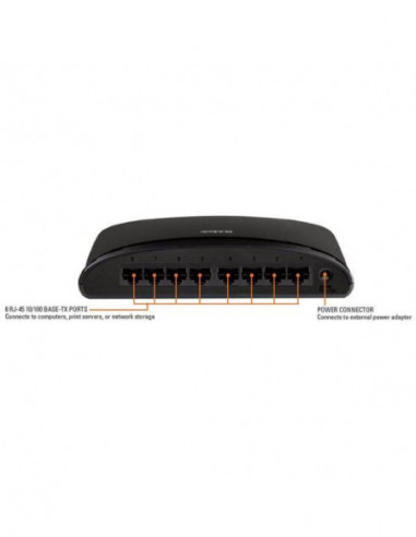 Switch D-Link DES-1008D: 8 Portas,...
