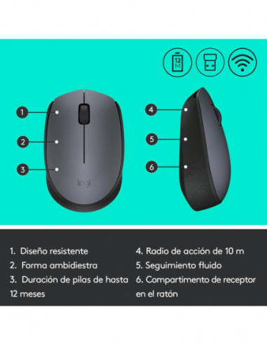 Rato Logitech M170, Inalámbrico,...