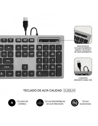 Teclado SUBBLIM Ergo, USB,...