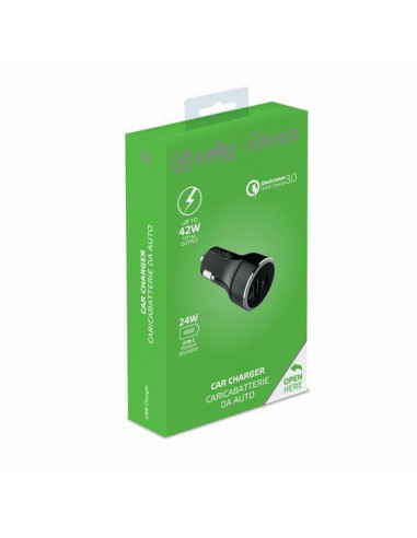 Carregador Celly CCUSBCQC30BK: Preto,... Carregador Celly CCUSBCQC30BK: Preto,...