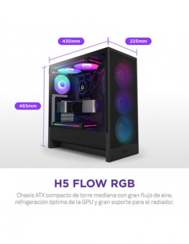 Caixa NZXT H5 Flow (2024) — Preto... Caixa NZXT H5 Flow (2024) — Preto...