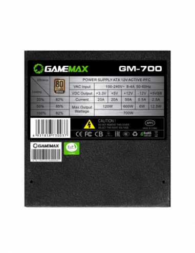 Fonte Gamemax GM-700 700W 80+ Bronze... Fonte Gamemax GM-700 700W 80+ Bronze...
