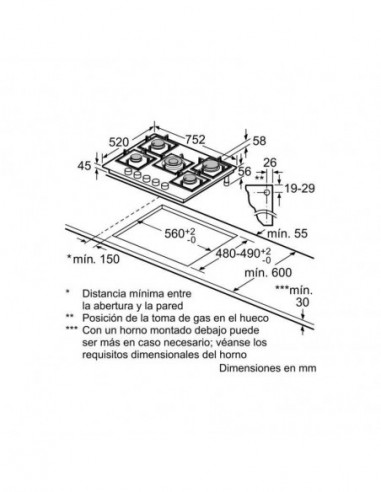 Placa de Encastrar a Gás Siemens... Placa de Encastrar a Gás Siemens...