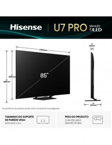 Hisense Mini-Led Tv 85" 4k Hdr10+...