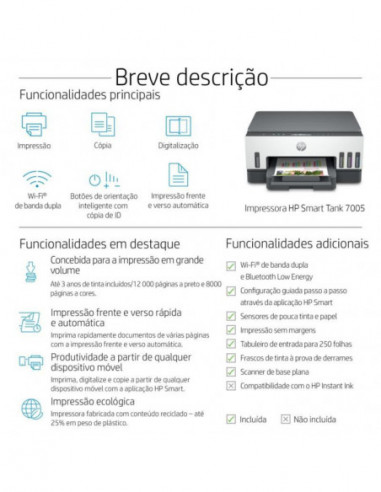Impressora Multifunções HP Smart Tank...