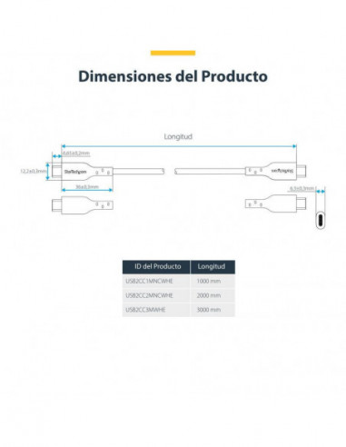 Cabo USB-C Startech - USB2CC2MNCWHE Cabo USB-C Startech - USB2CC2MNCWHE