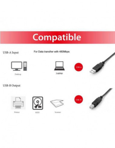 Cabo Impressora Equip USB 2.0 A/B -... Cabo Impressora Equip USB 2.0 A/B -...