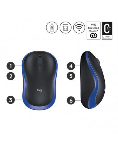 Ratón Inalámbrico Logitech M185 Azul...