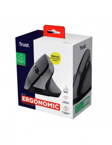 Rato TRUST Bayo II, ergonómico, sem...