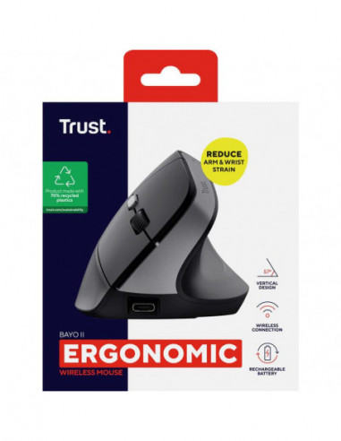 Rato TRUST Bayo II, ergonómico, sem...