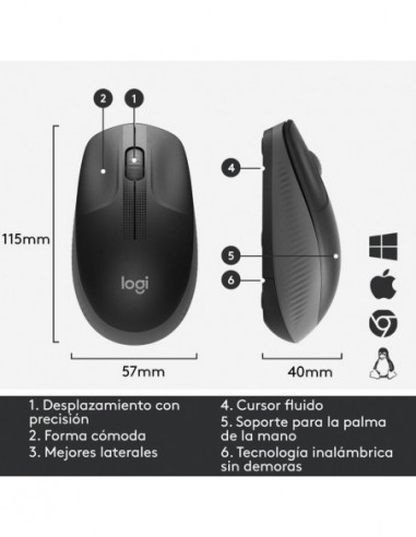 Logitech Ratón Inalámbrico M190 Gris...