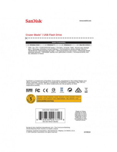Pendrive Sandisk Cruzer Blade 64GB...