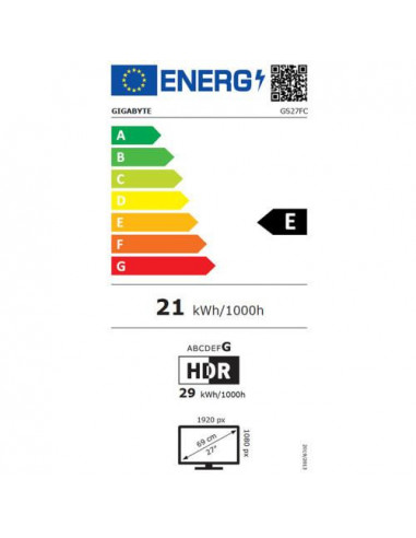 Monitor Gigabyte GS27FC, 27", Curvo,...