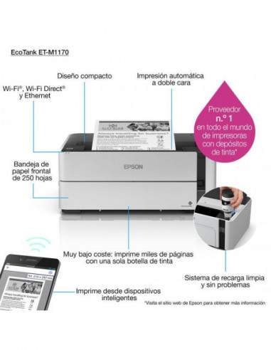 Impressora Epson EcoTank ET-M1170:... Impressora Epson EcoTank ET-M1170:...