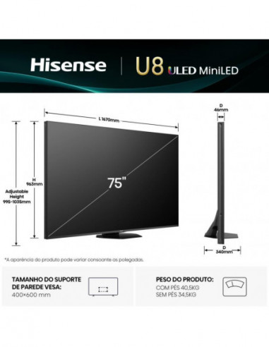 HISENSE Smart TV 75INCH Mini-LED 75U8Q