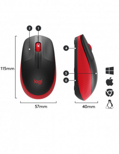 Logitech Ratón Inalámbrico M190 Rojo...