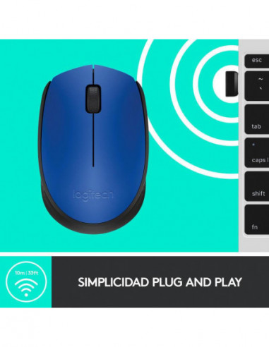Logitech Raton M171 Inalambrico Azul...