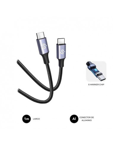 Cabo USB-C Subblim Optimus, 60W, 1m,...
