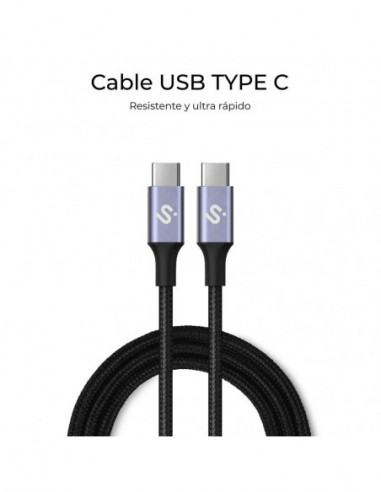 Cabo USB-C Subblim Optimus, 60W, 1m,...