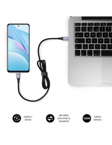 Cabo USB-C Subblim Optimus, 60W, 1m,...