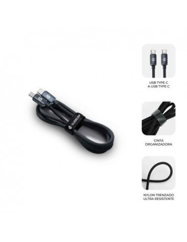 Cabo USB-C Subblim Optimus: 60W, 2m,...