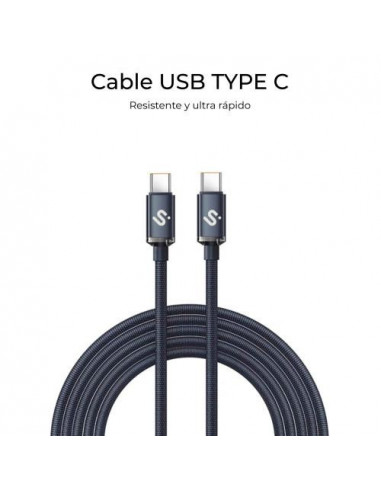 Cabo USB-C Subblim Optimus: 60W, 2m,...