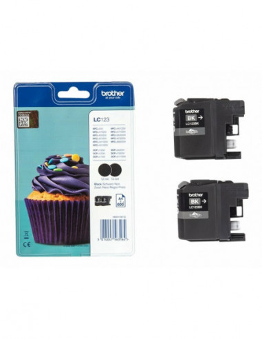 Tinteiro Brother LC123BKBP Preto