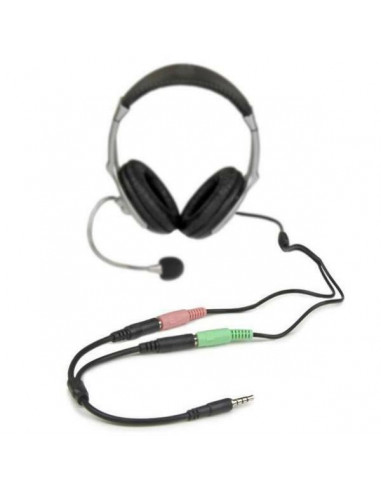 Headset adapter with headphone/mic plugs Headset adapter with headphone/mic plugs