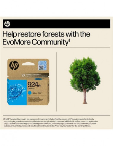 Tinteiro HP 924e EvoMore Cian, Alta...