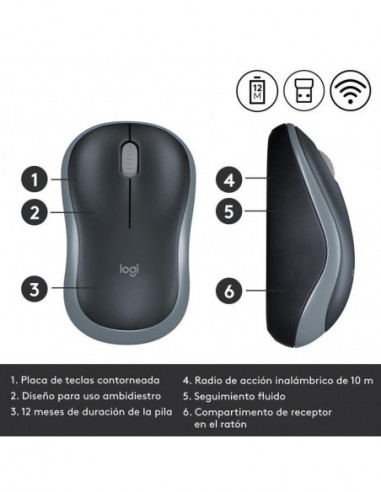 Logitech Ratón Inalámbrico M185 Gris...