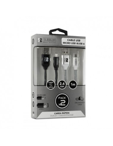 Pack de 2 Cabos USB A para Micro USB...
