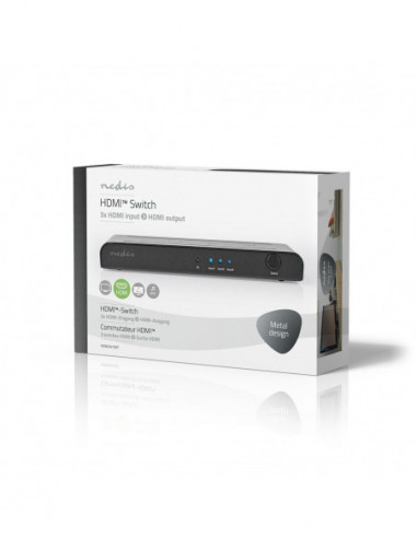 Comutador HDMI Nedis VSWI3473AT: 3...